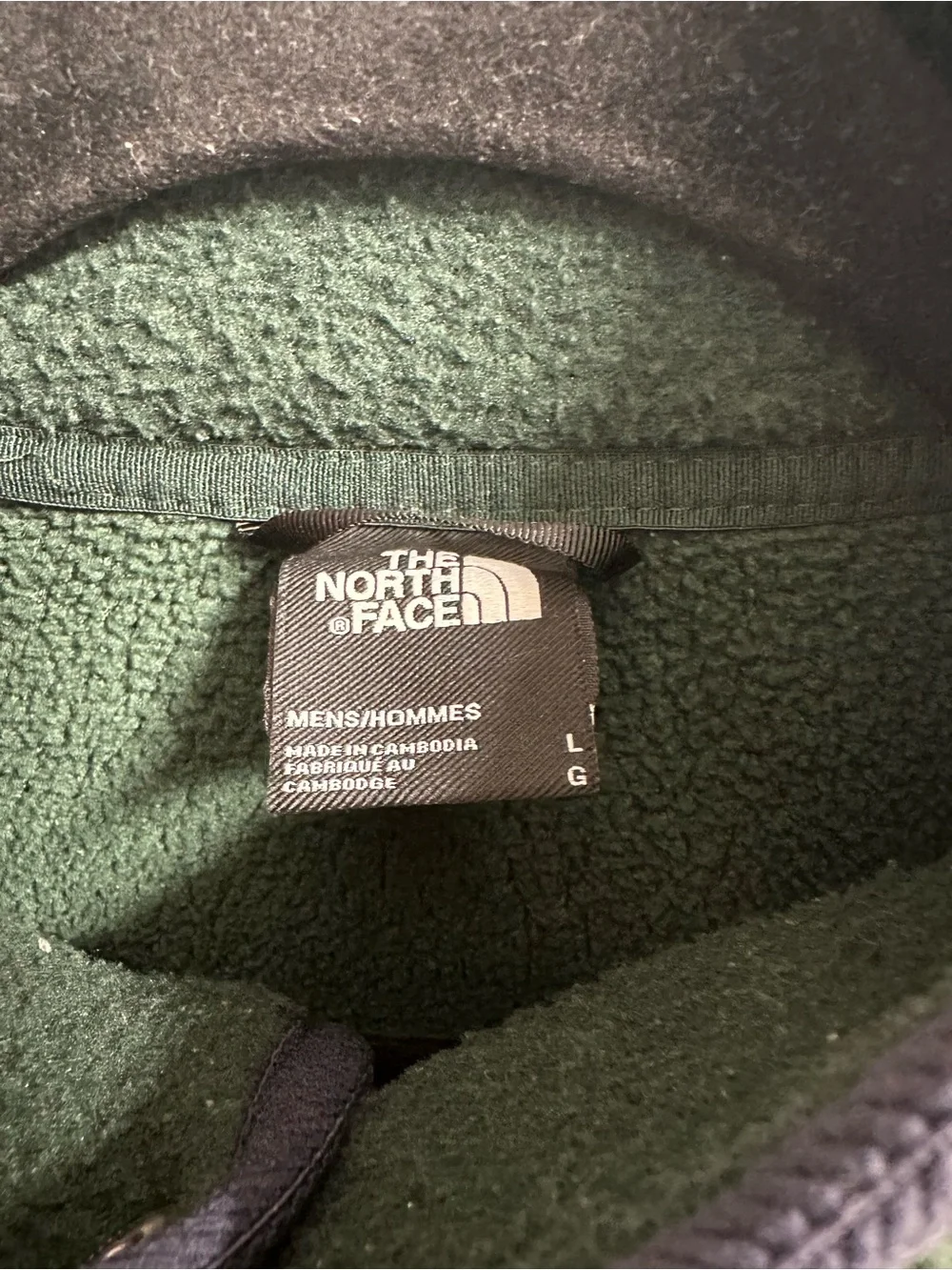 The North Face Dark Green Fleece Jacket with Navy Chest Pocket